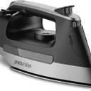Proctor Silex Steam Iron for Clothes with Durable Stainless Steel Soleplate, 1500 Watts, 8’ Retractable Cord, 3-Way Auto Shutoff, Anti-Drip, Gray and Black