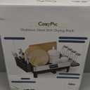 Dish Racks, Thicker Premium 304 Stainless Steel Dish Drying Rack for Kitchen Counter, Automatic Drainage Spout, Dish Drainer & Drainboard Set with Utensil Holder and Cup Holder, Grey (1 Tier, Gray)