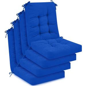 Juexica 4 Sets Outdoor Patio Chair Cushions Seat High Back Tufted Pillow Replacement Rocking Chair Cushions Pads for Patio Summer Seasonal Indoor Home Office(Royal Blue)