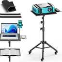 Projector Stand with Wheels, Laptop Tripod from 29" to 69" with Mouse Tray, Adjustable Height DJ Racks Stands with Gooseneck Phone Holder, for Office, Home, Stage, Studio, 1 Pack Black