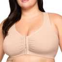 Glamorise Women's Plus Size Front-Closure Cotton T-Back Wirefree #1908 XL
