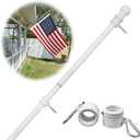 HIBLE White Flag Pole 1 Inch Carbon Fiber Flag Pole, 5 Foot Tangle Free Flagpoles for House Porch Residential 4 Sections Adjustable Flag Poles with Smooth Bearing Spinners (no Flag and no Bracket)