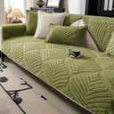 Sectional Couch Cover, Non-Slip Sofa Cover Plush Warm, Funny Fuzzy Pet Couch Covers for Sofa(Recliner & Backrest), Leaf Pattern Couch Protector for Dogs Washable(1PC, Green, 35.4"35.4")