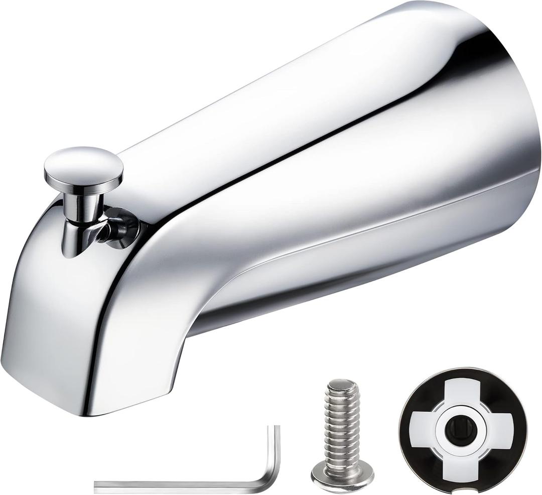 1 Pack Slip on Tub Spout with Diverter, Compatible with American Standard 8888026.002 Tub Spout, Bathroom Bathtub Faucet, Fits 1/2" Copper Water Tube(5/8" Diameter), Polished Chrome, 5/32" Hex Wrench