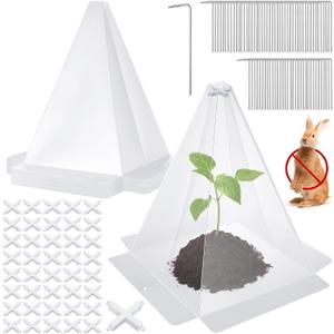 40 Pieces Garden Cloches for Plants, Reusable Plastic Plant Seedling Protector with 80 Ground Securing Peg, Transparent Bell Jar Cloches to Protect Plants from Birds, Slugs, sun, Frost, Freeze Weather