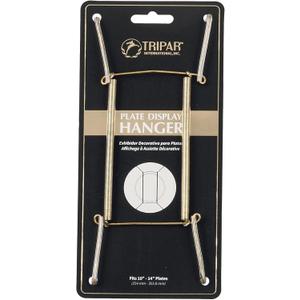 Tripar Wall Plate Hanger, Brass Wire (10-14 Inch) - Durable, Flexible Coils Conform to Most Plates - Holds Up to 2lbs on Wall - Features Clear Coated Vinyl Tips and Sleeves to Prevent Scratches.