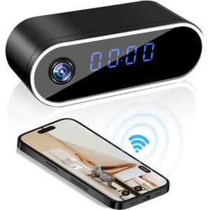 WiFi Indoor Security Camera with Clock Wireless 1080P HD Nanny Cam with Night Vision, Motion Detection Surveillance Cameras for Home, Pets, Office