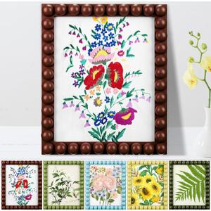 Beeveer 8 x 10 Wooden Beaded Picture Frame Boho Farmhouse Photo Frame Birthday Wedding Anniversaries Gift for Vintage Rustic Wall and Tabletop Display Decorative(Brown)