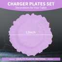 50 Pcs Lavender Charger Plates Bulk 13 Inch Plastic Charger Plates for Dinner Plate, Lavender Chargers for Table Setting, Reef Design Plate Floral Decorative Round Chargers for Wedding Party, Event