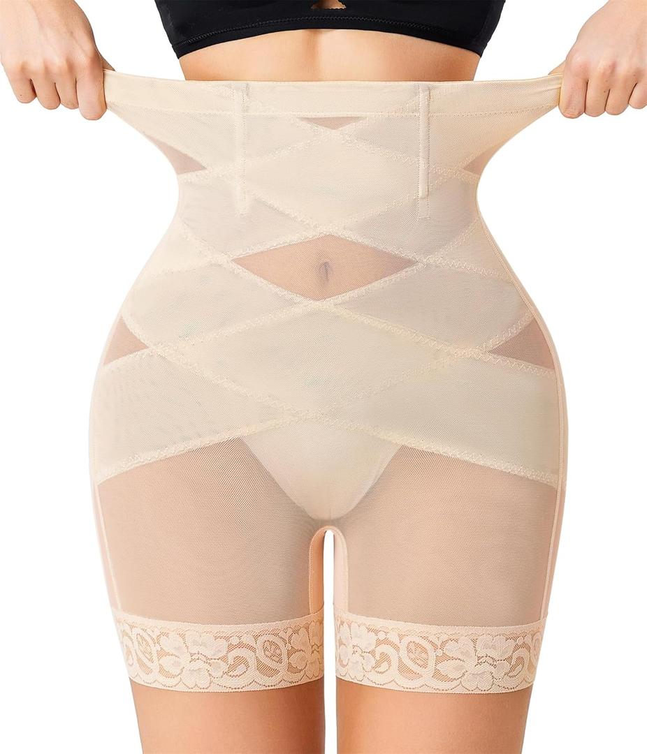 Nebility Shapewear Tummy Control Body Shaper High Waisted Butt Lifting Panties Shapewear Shorts Thigh Slimmer (XX-Large, Beige)