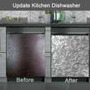 Silver Vines Magnetic Panel Decal,Metal Wave Flower Dishwasher Cover,Stainless Steel Pattern Dishwasher Sticker Kitchen Art Fridge Door Skin,Dishwasher Magnet Cover Home Decor Decal,Vinyl Sticker, 23W x 26H