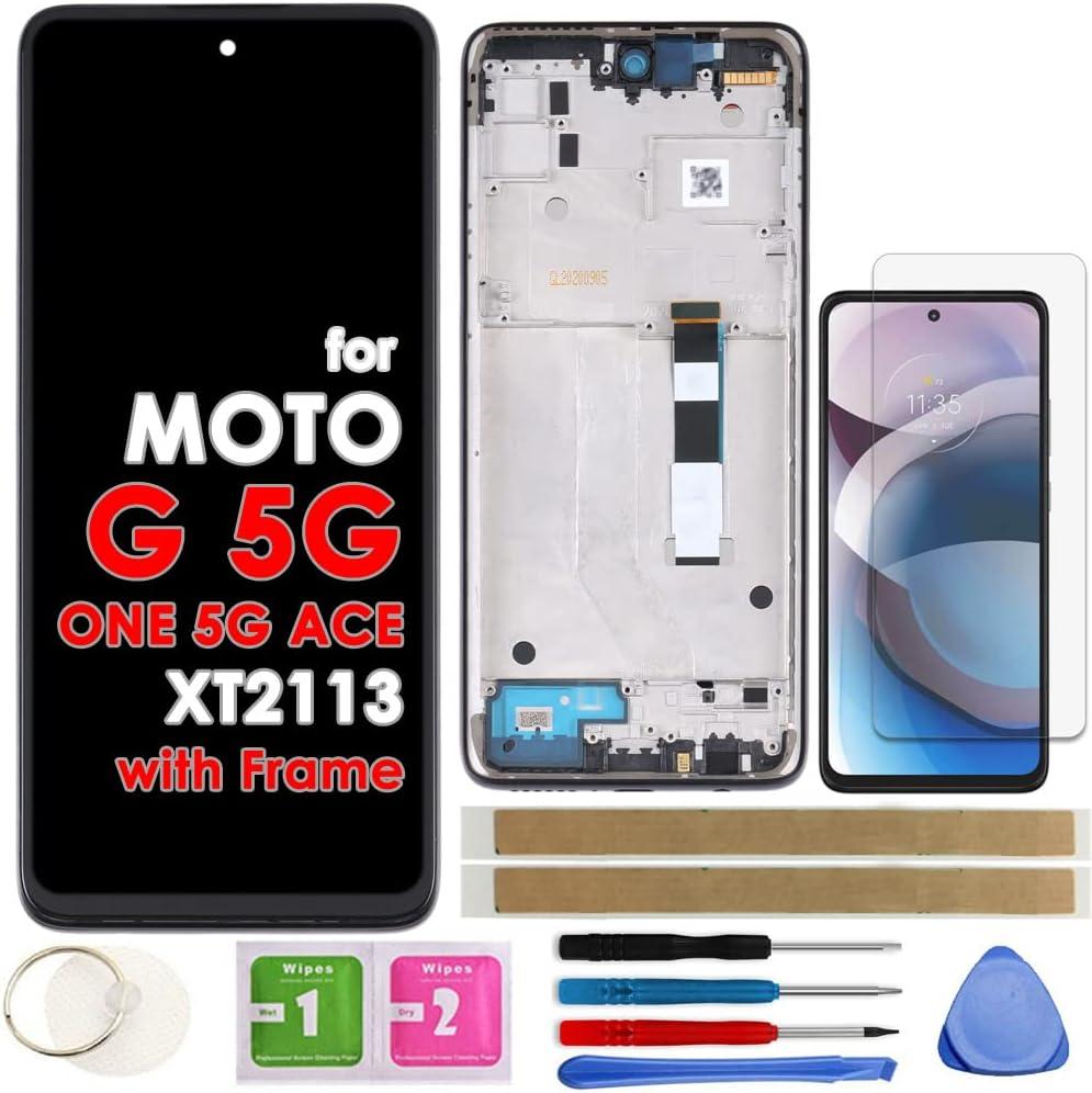 LCD Screen Replacement Touch Display Digitizer Assembly (6.7" with Frame) for Motorola Moto G 5G / One 5G Ace XT2113 XT2113-3 XT2113-5