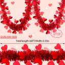 66 Ft Valentine's Day Tinsel Garland Shiny Thick Tinsel Valentines Decorations Metallic Twist Foil Red Heart Ornaments for Anniversary Wedding Parade Floats Holiday Indoor Outdoor Decor Supplies