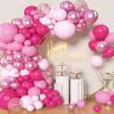 Archloon Pink Balloons Arch Kit, 157Pcs Hot Pink Balloon Garland Kit Metallic Rose Gold Confetti Balloons for Birthday, Wedding, Princess Theme, Engagements, Baby Shower, Anniversary Party Decoration