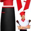 3 Pcs Hibachi Chef Hat Hibachi Costume Accessories Halloween Teppanyaki Chef Hat with Adjustable Hachimaki Tie Apron Baker Tie for Men Women