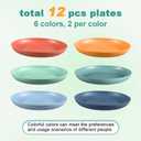 HEYCOME 12 Pcs Unbreakable Deep Dinner Plates Set, 9 inch Reusable Plastic Wheat Straw Plates, Microwave and Dishwasher Safe Plate for Kitchen, Lightweight Plate for Dessert, BPA Free, 6 Colors
