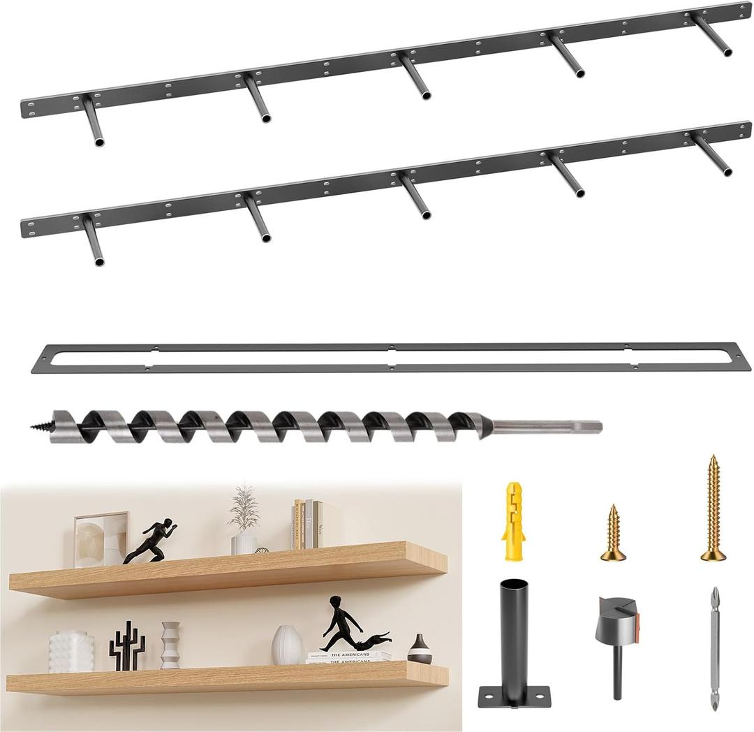 Hidden Floating Shelf Bracket Heavy Duty Floating Shelf 2PCS Floating Shelf Hardware for Long Shelf (58" x 6" x 1.5")