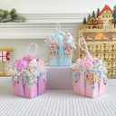 Gift Box Hanging Ornament, 3pcs Pastel Color Glittery Xmas Wrapped Present Pendant, Large Size Macaron Decorations for Christmas Tree Decor and Party Supplies