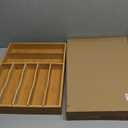 Kitchen Bamboo Silverware Organizer, Kitchen Drawer Organizer - Utensil Holder and Cutlery Tray with Grooved Drawer Dividers for Flatware 7 Slot, Natural