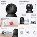 Tapo 1080P Indoor Pan/Tilt Wired Security Camera - Works as a Baby & Pet Monitor, Motion Detection, 2-Way Audio, Siren, Night Vision, Subscription-Free Local Storage or Optional Cloud, Black, C201