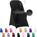 36 PCS Waterproof Stretch Spandex Folding Chair Covers, Dining Room Chair Slipcovers Protector for Wedding, Banquet, Party, Holidays, Celebration and Decoration, Black