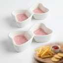 PLINNILUY Butterfly Ceramic Condiment Cups - 2-Compartment Soy Sauce Dish, Set of 2-3oz Small Bowls for Dips, Snack Tray & Sauce Containers for Sushi - Divided Party Serving Plate (2, Pink)