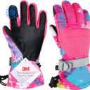 TRIWONDER Kids Winter Snow Ski Gloves Waterproof Touch Screen Cold Weather Gloves Boys Girls Snowboarding Skiing Sport Mittens (Rose Red, XS (7-9 Years Old))