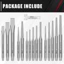 C&T 16-Piece Punch and Chisel Set With Storage Pouch, Including Taper, Cold Chisels, Pin, Center, Chrome Vanadium Steel