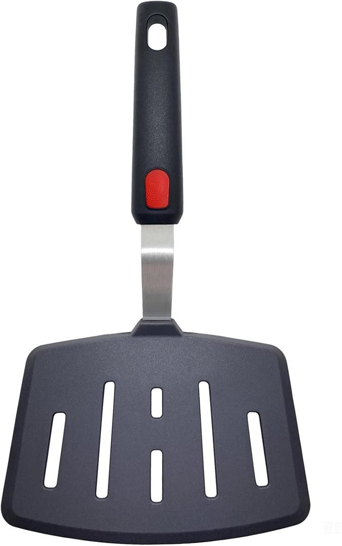 Silicone Spatula Turner, Heat Resistant Pancake Spatulas for Nonstick Cookware Pan, Wide Slotted Cooking Spatula for Frying Omelette, Egg, Fish and Kitchen Use, Thin Flexible Dishwasher Safe, Black