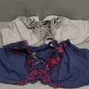 Curve Muse Women's Plus Size Unlined Underwire Lace Bra with Cushion Straps-2PK (34B, Light Grey,navy(2 Pack))