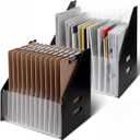 2 Pcs Clipboard Holder 13 Slots Accordion Expanding Clipboard Stand Vertical Clipboards Storage Holder Desk File Paper Magazine Desk Accessory Organizer for Home and Office
