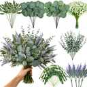 134 Pcs Artificial Eucalyptus Stems Bulk, 7 Kinds of Mixed Fake Plants