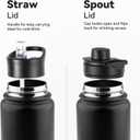 VEGOND 24oz Insulated Stainless Steel Water Bottle with Straw Lid, Double Wall Vacuum Bottle for Hiking, Camping, Gym, Work, Home Use, Black 8 Pack