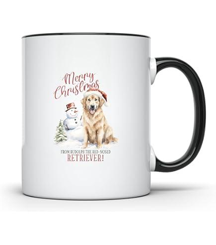 Festive Animal Mug - Merry Christmas Dog & Snowman, Holiday Gift, Coffee Cup, Pet Lover's Mug, Winter Decor, Comfy Home Drinkware