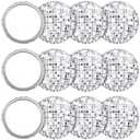Qunclay 12 Pcs Disco Ball Compact Mirror 2.76 Inch Vintage Round Pocket Mirror Makeup Mini Mirror Handheld Portable Mirror for Purse, Women Gift Disco Party Supply Travel Daily (Silver)