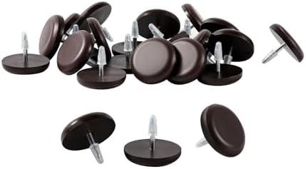 1" Nail on Furniture Sliders (24 Pack) - Furnigear Heavy Duty PTFE (Teflon) Chair Sliders Glides Wooden Furniture Movers Move Your Furniture Easily & Safety - Best Chair Leg Floor Protectors Brown