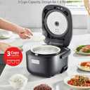 TOSHIBA Rice Cooker Small 3-Cup Uncooked LCD Display with 8 Cooking Functions: Rice, Oatmeal, Mixed Grains and More, NonStick Inner Pot, Grey