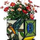 Handcrafted Stained Glass Hummingbird Planter, Indoor Decorative Flower Pot with Drainage, Planters for Indoor Plants,Garden Home Decor