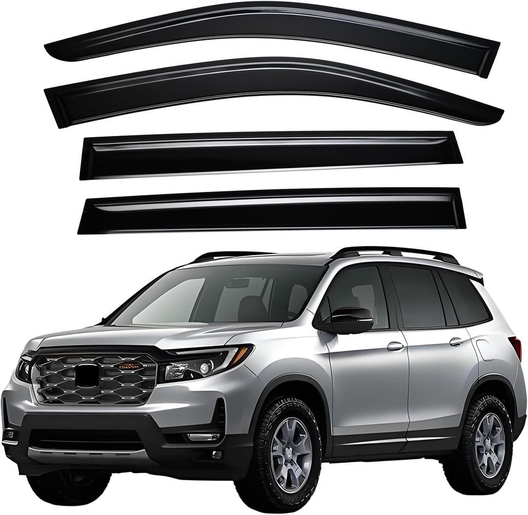Extra Durable Window Visor Compatible with 2019-2025 Honda Passport Tape-On Rain Guard Side Window Vent Deflector,4-Pcs