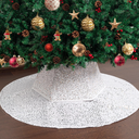 Mr. Pen Silver Sequin Christmas Tree Skirt and Tree Collar, 48 Inch Base Cover, 24.8 Inch Foldable Sparkling Sequin Trees Skirt Collar, Silver Sequin Tree Skirt, Christmas Skirt Tree