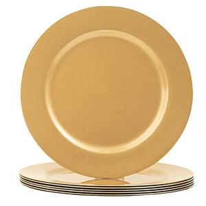 MAONAME Gold Charger Plates Set of 6, 13-Inch Round Plate Chargers for Dinner Plate, Plastic Table Chargers for Wedding Decor, Party