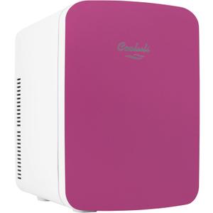Cooluli 15L Mini Fridge for Bedroom - Car, Office Desk & College Dorm Room - 12v Portable Cooler & Warmer for Food, Drinks, Skincare, Beauty & Makeup - AC/DC Small Refrigerator with Glass Front, Pink (Fuchsia)