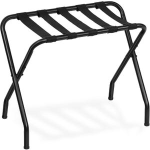 HOOBRO Luggage Rack, Metal Foldable Suitcase Stand for Guest Room, Holds up to 100 lb, 27 x 15.3 x 22 Inches, Steel Frame, Nylon Straps, Hotel, Bedroom, Closet, Black BK02XL01
