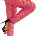 RSLOVE Women Sexy High Waist Tights Rhinestone Sparkle Fishnet Stockings Pantyhose Leggings Lingerie Pants (Rose Red)