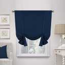 H.VERSAILTEX Thermal Insulated Blackout Tie up Curtain, Room Darkening Window Shade (Rod Pocket Panel for Small Window) - 42" Wide by 63" Long - Solid in Navy