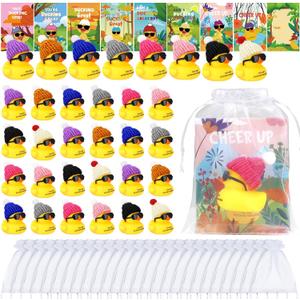 Wettarn 32 Sets Valentine's Day Employee Appreciation Gift Bulk Mini Thank You Motivational Gifts You are Awesome Bath Toys Cheer up with Glasses, Hats, Card and Organza Bag for Staff Team Coworker