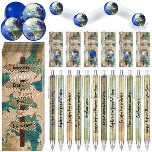 TaoBary 24 Pcs Travel Pen Back to School, Inspirational Pens Earth Balls