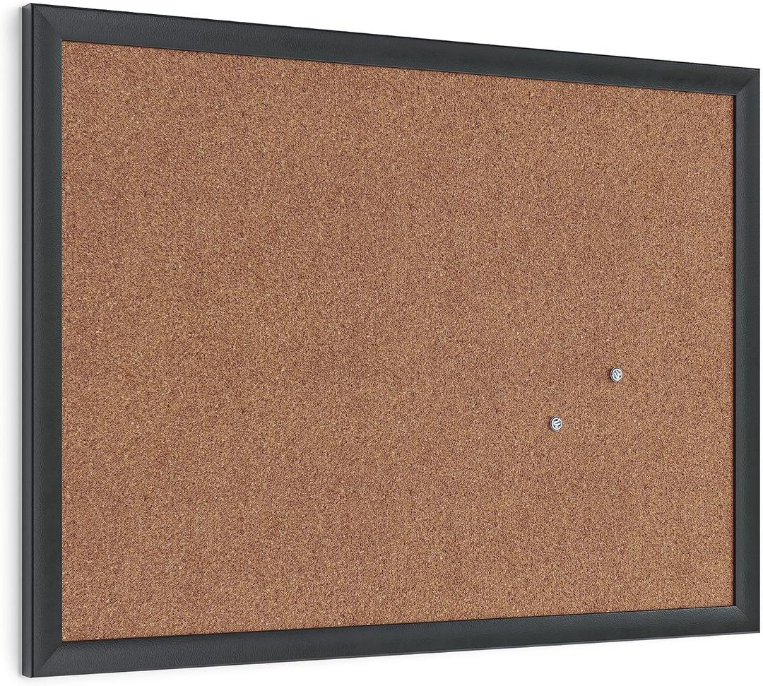 U Brands Cork Bulletin Board, 17" x 23", Black Wood Frame