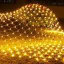 Funpeny Christmas Net Lights, 9.8ft x 6.6ft 200 LED Mesh Decor Clear Wire with 8 Modes Waterproof Connectable Xmas Decorations for Outdoor Outside Bushes Yard Lawn Patio Tree Garden Party (Warm White)