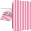 Case for iPad 11th (A16) 11-inch 2025 / 10th Generation 10.9-inch 2022, Striped Cute Style Case Shockproof Auto Sleep/Wake 360 Degree Rotation Stand Cover Clear Back- Pink